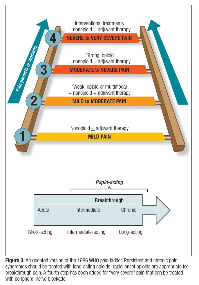 WHO pain ladder used for guiding cancer pain relief treatment