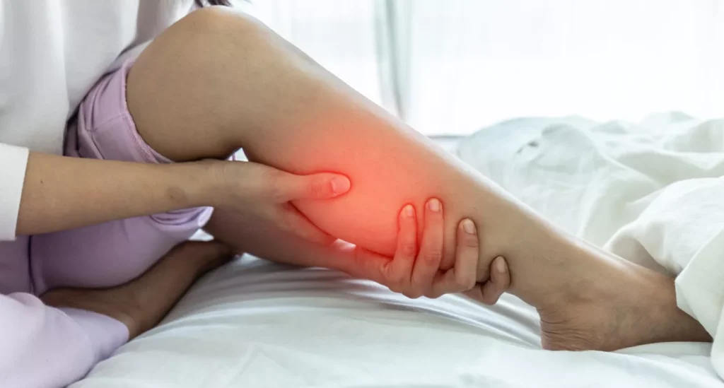 Patient with leg pain caused by multiple myeloma bone disease